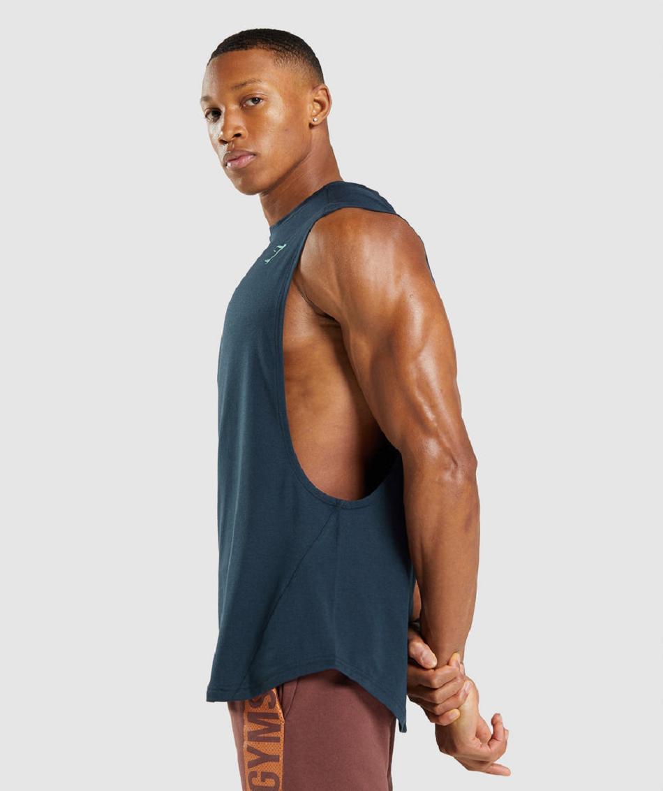 Camiseta Tirantes Gymshark Bold Drop Arm Hombre Azul Marino | CO 3178NWY